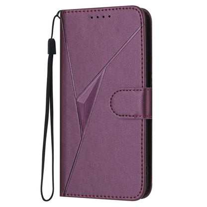 For iPhone 17 Pro Max Triangle Pattern Buckle Clasp Leather Phone Case(Dark Purple) - iPhone 17 Pro Max Cases by buy2fix | Online Shopping UK | buy2fix
