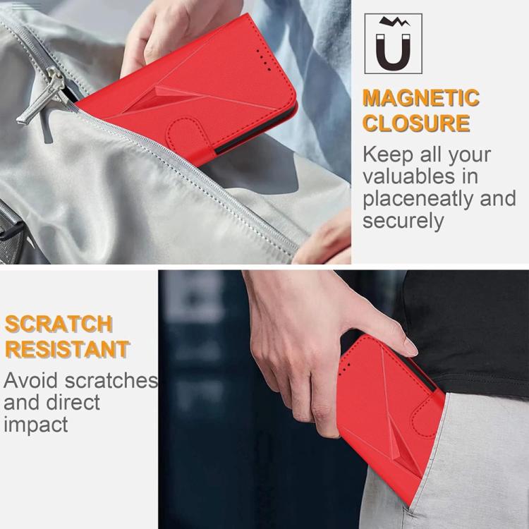 For iPhone 17 Pro Max Triangle Pattern Buckle Clasp Leather Phone Case(Red) - iPhone 17 Pro Max Cases by buy2fix | Online Shopping UK | buy2fix