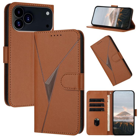 For iPhone 17 Pro Max Triangle Pattern Buckle Clasp Leather Phone Case(Brown) - iPhone 17 Pro Max Cases by buy2fix | Online Shopping UK | buy2fix