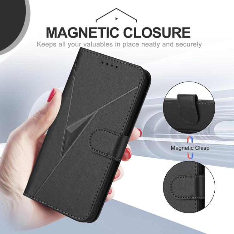 For iPhone 17 Pro Max Triangle Pattern Buckle Clasp Leather Phone Case(Black) - iPhone 17 Pro Max Cases by buy2fix | Online Shopping UK | buy2fix