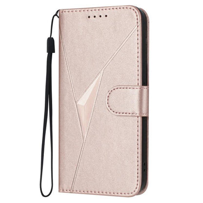 For iPhone 17 Pro Max Triangle Pattern Buckle Clasp Leather Phone Case(Rose Gold) - iPhone 17 Pro Max Cases by buy2fix | Online Shopping UK | buy2fix