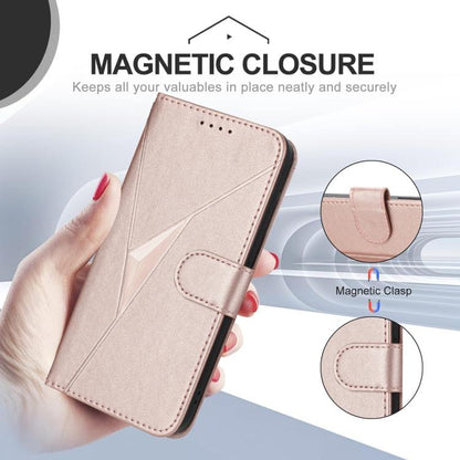 For iPhone 17 Pro Max Triangle Pattern Buckle Clasp Leather Phone Case(Rose Gold) - iPhone 17 Pro Max Cases by buy2fix | Online Shopping UK | buy2fix