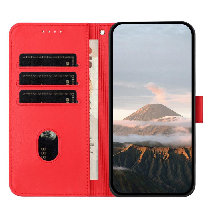 For iPhone 17 Pro Triangle Pattern Buckle Clasp Leather Phone Case(Red) - iPhone 17 Pro Cases by buy2fix | Online Shopping UK | buy2fix