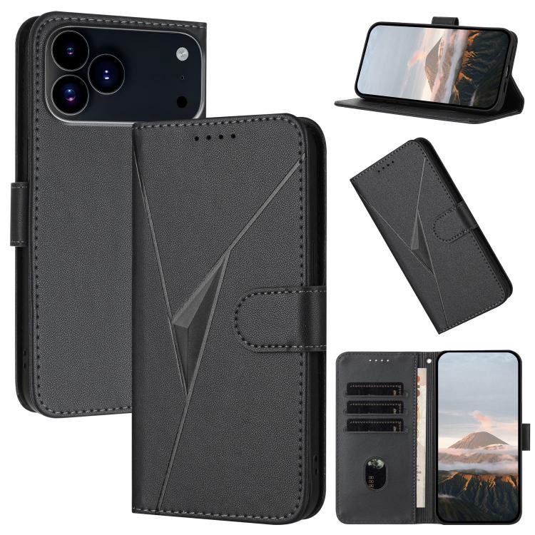 For iPhone 17 Pro Triangle Pattern Buckle Clasp Leather Phone Case(Black) - iPhone 17 Pro Cases by buy2fix | Online Shopping UK | buy2fix