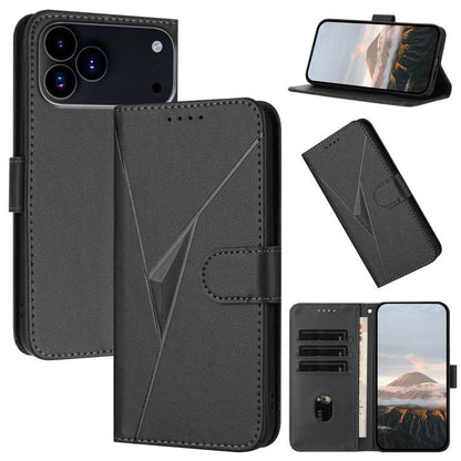 For iPhone 17 Pro Triangle Pattern Buckle Clasp Leather Phone Case(Black) - iPhone 17 Pro Cases by buy2fix | Online Shopping UK | buy2fix