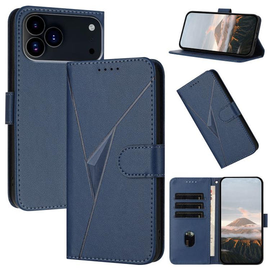 For iPhone 18 Pro / 17 Pro Triangle Pattern Buckle Clasp Leather Phone Case(Royal Blue)