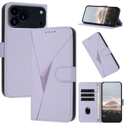 For iPhone 17 Pro Triangle Pattern Buckle Clasp Leather Phone Case(Light Purple) - iPhone 17 Pro Cases by buy2fix | Online Shopping UK | buy2fix