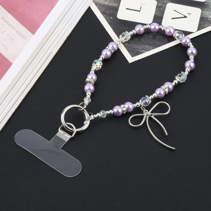 Butterfly Beads Short Bracelet Anti-lost Phone Short Lanyard(Purple) - Lanyards & Wrist Straps by buy2fix | Online Shopping UK | buy2fix