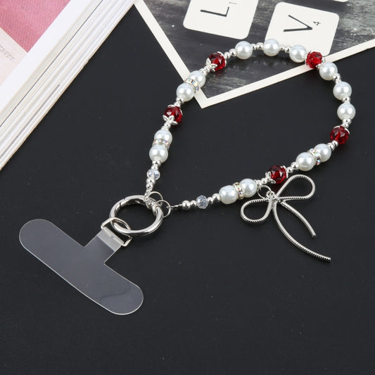 Butterfly Beads Short Bracelet Anti-lost Phone Short Lanyard(White) - Lanyards & Wrist Straps by buy2fix | Online Shopping UK | buy2fix