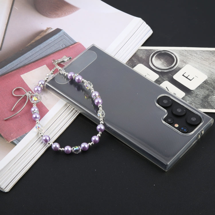 Butterfly Beads Short Bracelet Anti-lost Phone Short Lanyard(Purple) - Lanyards & Wrist Straps by buy2fix | Online Shopping UK | buy2fix