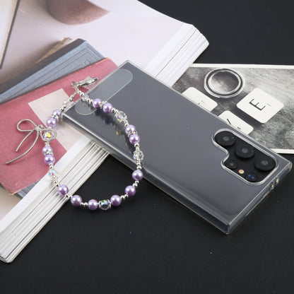 Butterfly Beads Short Bracelet Anti-lost Phone Short Lanyard(Purple) - Lanyards & Wrist Straps by buy2fix | Online Shopping UK | buy2fix
