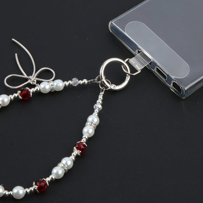 Butterfly Beads Short Bracelet Anti-lost Phone Short Lanyard(White) - Lanyards & Wrist Straps by buy2fix | Online Shopping UK | buy2fix