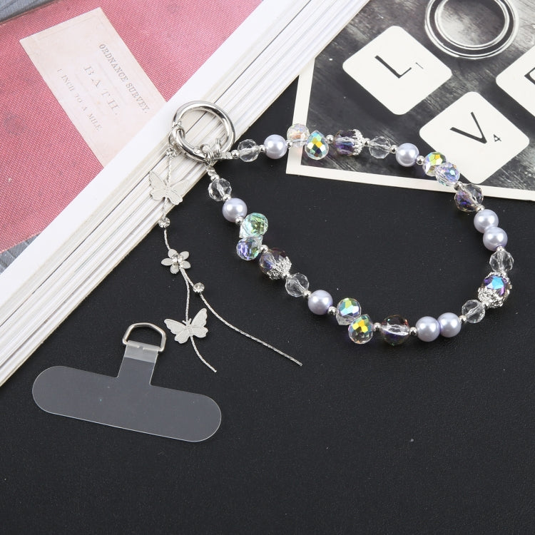 Alloy Butterfly Beaded Bracelet Anti-Lost Phone Short Lanyard(Pink) - Lanyards & Wrist Straps by buy2fix | Online Shopping UK | buy2fix