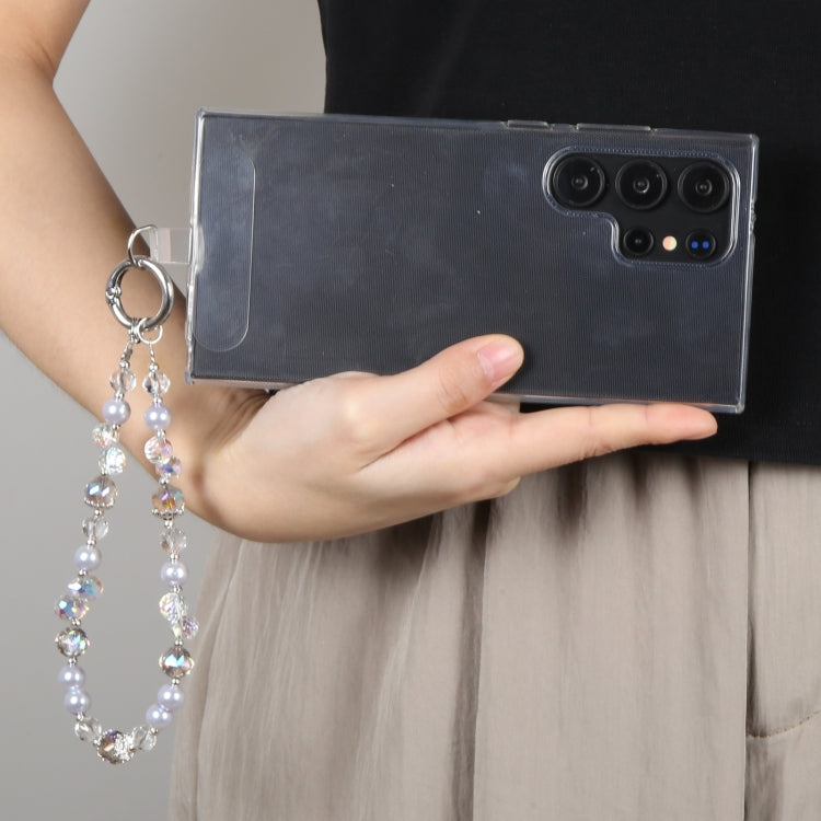 Alloy Butterfly Beaded Bracelet Anti-Lost Phone Short Lanyard(Purple) - Lanyards & Wrist Straps by buy2fix | Online Shopping UK | buy2fix