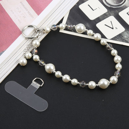 Pearl Short Bracelet Anti-lost Phone Short Lanyard(White) - Lanyards & Wrist Straps by buy2fix | Online Shopping UK | buy2fix