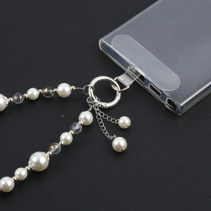 Pearl Short Bracelet Anti-lost Phone Short Lanyard(White) - Lanyards & Wrist Straps by buy2fix | Online Shopping UK | buy2fix