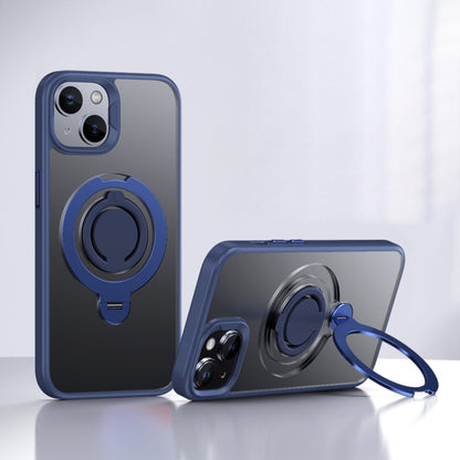 For iPhone 15 Frosted MagSafe Magnetic Rotating Ring Holder Phone Case(Blue) - iPhone 15 Cases by buy2fix | Online Shopping UK | buy2fix