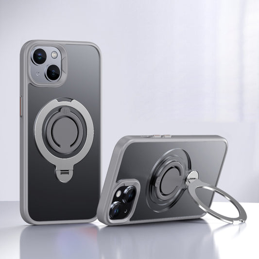 For iPhone 13 Frosted MagSafe Magnetic Rotating Ring Holder Phone Case(Grey) - iPhone 13 Cases by buy2fix | Online Shopping UK | buy2fix
