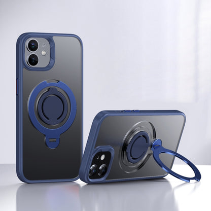 For iPhone 12 Frosted MagSafe Magnetic Rotating Ring Holder Phone Case(Blue) - iPhone 12 / 12 Pro Cases by buy2fix | Online Shopping UK | buy2fix