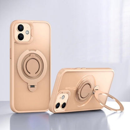 For iPhone 12 Frosted MagSafe Magnetic Rotating Ring Holder Phone Case(Gold) - iPhone 12 / 12 Pro Cases by buy2fix | Online Shopping UK | buy2fix