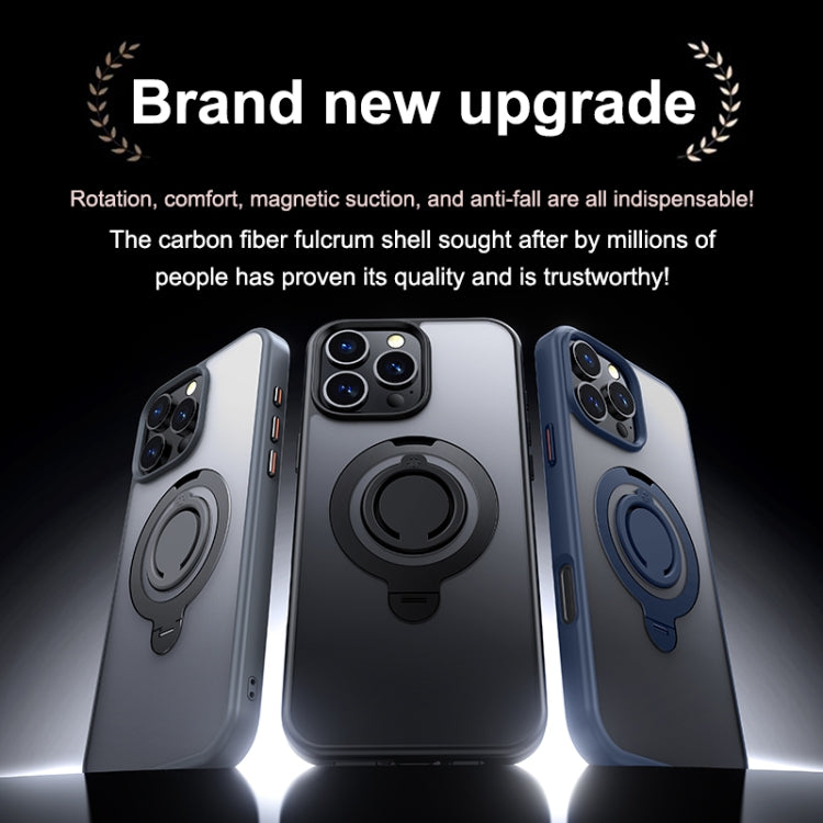 For iPhone 12 Pro Max Frosted MagSafe Magnetic Rotating Ring Holder Phone Case(Black) - iPhone 12 Pro Max Cases by buy2fix | Online Shopping UK | buy2fix