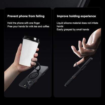 For iPhone 13 Frosted MagSafe Magnetic Rotating Ring Holder Phone Case(Black) - iPhone 13 Cases by buy2fix | Online Shopping UK | buy2fix