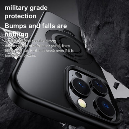 For iPhone 16 Frosted MagSafe Magnetic Rotating Ring Holder Phone Case(Grey) - iPhone 16 Cases by buy2fix | Online Shopping UK | buy2fix