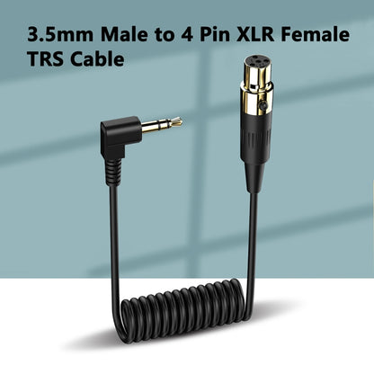 Mini 4 Pin XLR Female to 3.5mm TRS PC Camera Microphone Coiled Stereo Audio Adapter Cable, Length: 0.5m(Black) - Microphone Audio Cable & Connector by buy2fix | Online Shopping UK | buy2fix