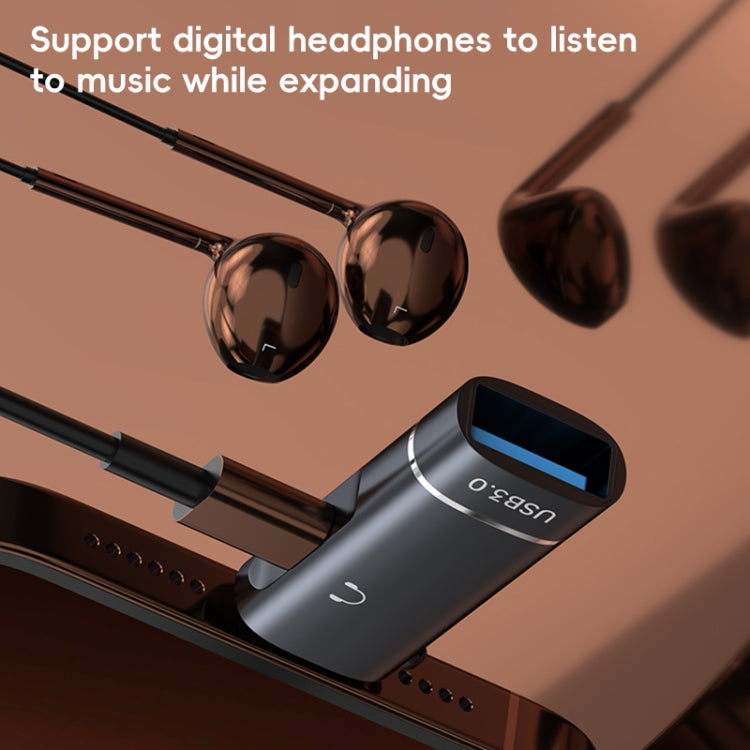 2 in 1 Type-C to USB and Type-C Earphone Adapter(Black) by buy2fix