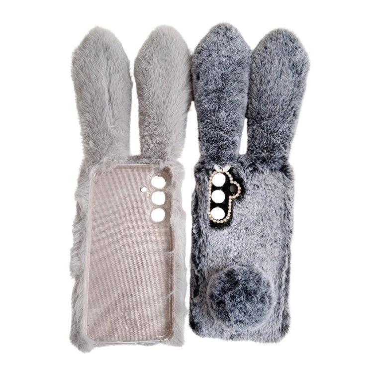 For Samsung Galaxy S25 Ultra 5G Cute Plush Rabbit TPU Phone Case(Black) - Galaxy S25 Ultra 5G Cases by buy2fix | Online Shopping UK | buy2fix