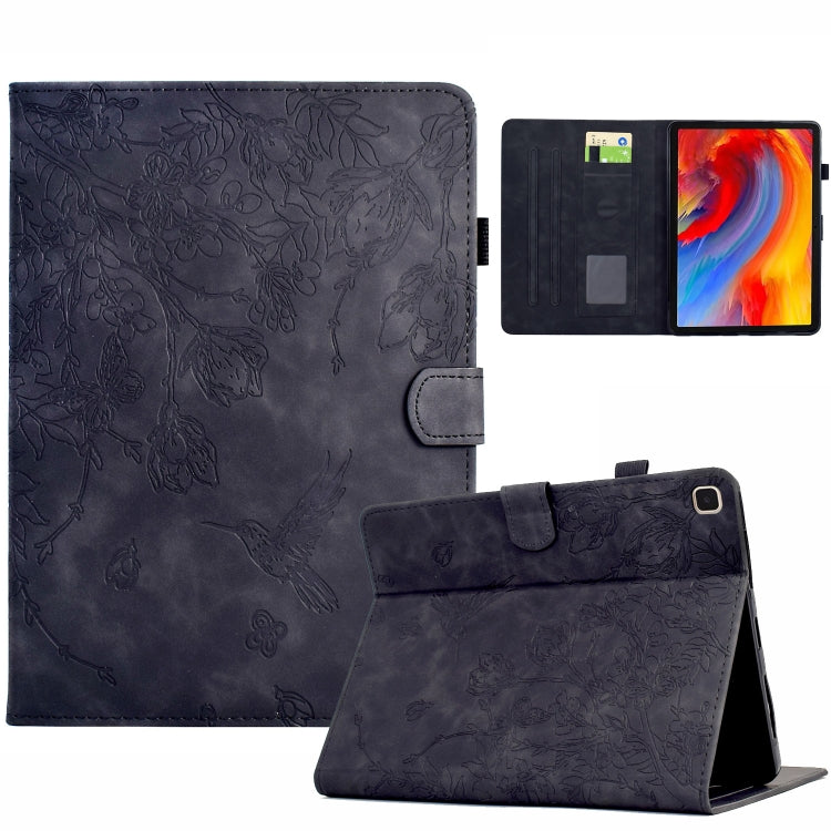 For iPad 10.2 2021 / 10.5 2019 Flowers and Bird Embossed Smart Leather Tablet Case(Black) - iPad 10.2 Cases by buy2fix | Online Shopping UK | buy2fix