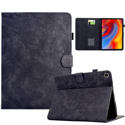 For iPad 10.2 2021 / 10.5 2019 Flowers and Bird Embossed Smart Leather Tablet Case(Black) - iPad 10.2 Cases by buy2fix | Online Shopping UK | buy2fix