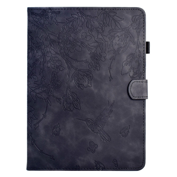 For iPad 10.2 2021 / 10.5 2019 Flowers and Bird Embossed Smart Leather Tablet Case(Black) - iPad 10.2 Cases by buy2fix | Online Shopping UK | buy2fix