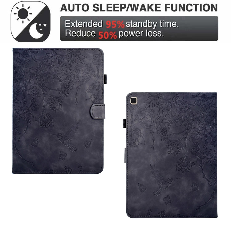 For iPad 10.2 2021 / 10.5 2019 Flowers and Bird Embossed Smart Leather Tablet Case(Black) - iPad 10.2 Cases by buy2fix | Online Shopping UK | buy2fix