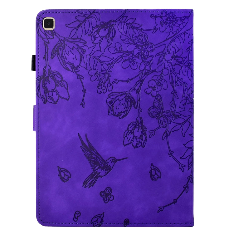 For iPad 10.2 2021 / 10.5 2019 Flowers and Bird Embossed Smart Leather Tablet Case(Purple) - iPad 10.2 Cases by buy2fix | Online Shopping UK | buy2fix