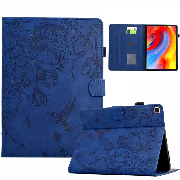 For iPad 10.2 2021 / 10.5 2019 Flowers and Bird Embossed Smart Leather Tablet Case(Dark Blue) - iPad 10.2 Cases by buy2fix | Online Shopping UK | buy2fix