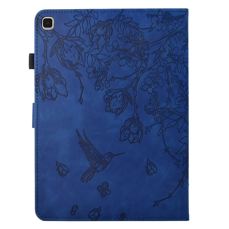 For iPad 10.2 2021 / 10.5 2019 Flowers and Bird Embossed Smart Leather Tablet Case(Dark Blue) - iPad 10.2 Cases by buy2fix | Online Shopping UK | buy2fix