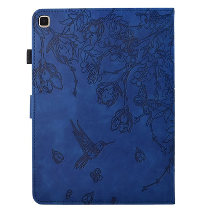 For iPad 10.2 2021 / 10.5 2019 Flowers and Bird Embossed Smart Leather Tablet Case(Dark Blue) - iPad 10.2 Cases by buy2fix | Online Shopping UK | buy2fix