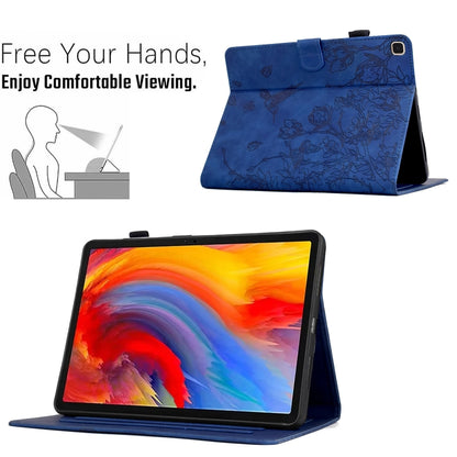 For iPad 10.2 2021 / 10.5 2019 Flowers and Bird Embossed Smart Leather Tablet Case(Dark Blue) - iPad 10.2 Cases by buy2fix | Online Shopping UK | buy2fix