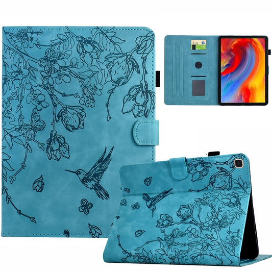 For iPad 10.2 2021 / 10.5 2019 Flowers and Bird Embossed Smart Leather Tablet Case(Light Blue) - iPad 10.2 Cases by buy2fix | Online Shopping UK | buy2fix