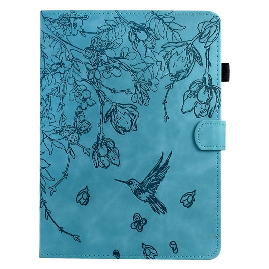 For iPad 10.2 2021 / 10.5 2019 Flowers and Bird Embossed Smart Leather Tablet Case(Light Blue) - iPad 10.2 Cases by buy2fix | Online Shopping UK | buy2fix
