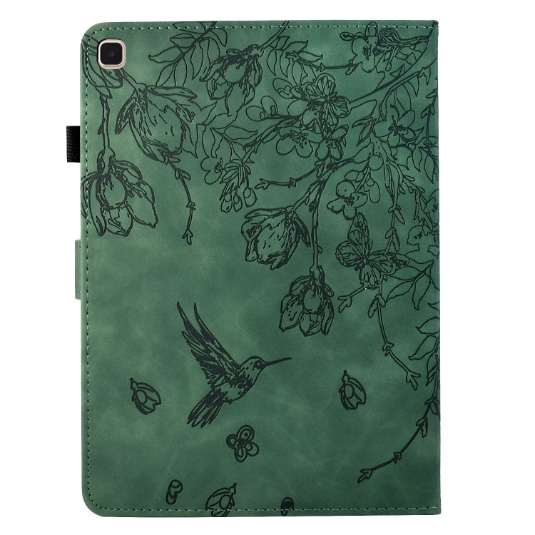 For iPad 10.2 2021 / 10.5 2019 Flowers and Bird Embossed Smart Leather Tablet Case(Green) - iPad 10.2 Cases by buy2fix | Online Shopping UK | buy2fix