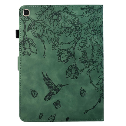 For iPad 10.2 2021 / 10.5 2019 Flowers and Bird Embossed Smart Leather Tablet Case(Green) - iPad 10.2 Cases by buy2fix | Online Shopping UK | buy2fix