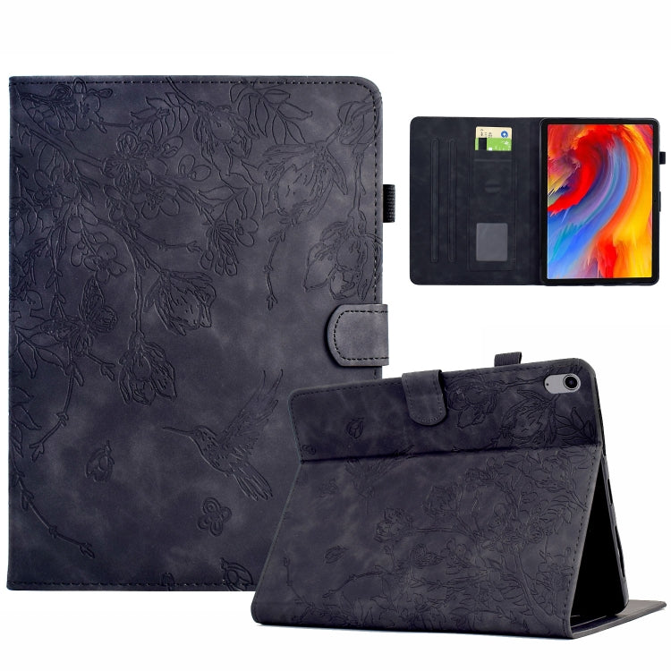 For iPad 2025 / 2022 Flowers and Bird Embossed Smart Leather Tablet Case(Black) - iPad 2025 / 2022 Cases by buy2fix | Online Shopping UK | buy2fix