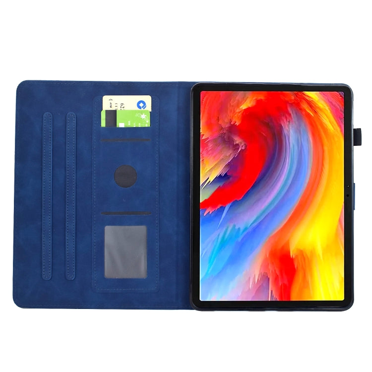 For iPad 2025 / 2022 Flowers and Bird Embossed Smart Leather Tablet Case(Dark Blue) - iPad 2025 / 2022 Cases by buy2fix | Online Shopping UK | buy2fix