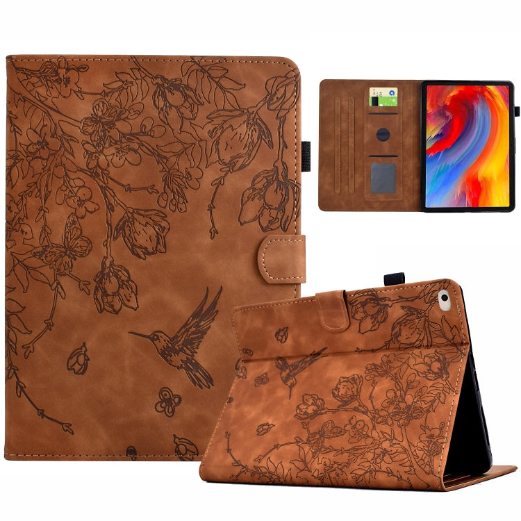 For iPad 9.7 2018 / 2017 Flowers and Bird Embossed Smart Leather Tablet Case(Brown) - iPad 9.7 (2018) & (2017) Cases by buy2fix | Online Shopping UK | buy2fix