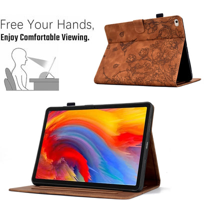 For iPad 9.7 2018 / 2017 Flowers and Bird Embossed Smart Leather Tablet Case(Brown) - iPad 9.7 (2018) & (2017) Cases by buy2fix | Online Shopping UK | buy2fix