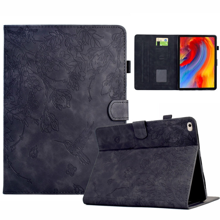 For iPad 9.7 2018 / 2017 Flowers and Bird Embossed Smart Leather Tablet Case(Black) - iPad 9.7 (2018) & (2017) Cases by buy2fix | Online Shopping UK | buy2fix