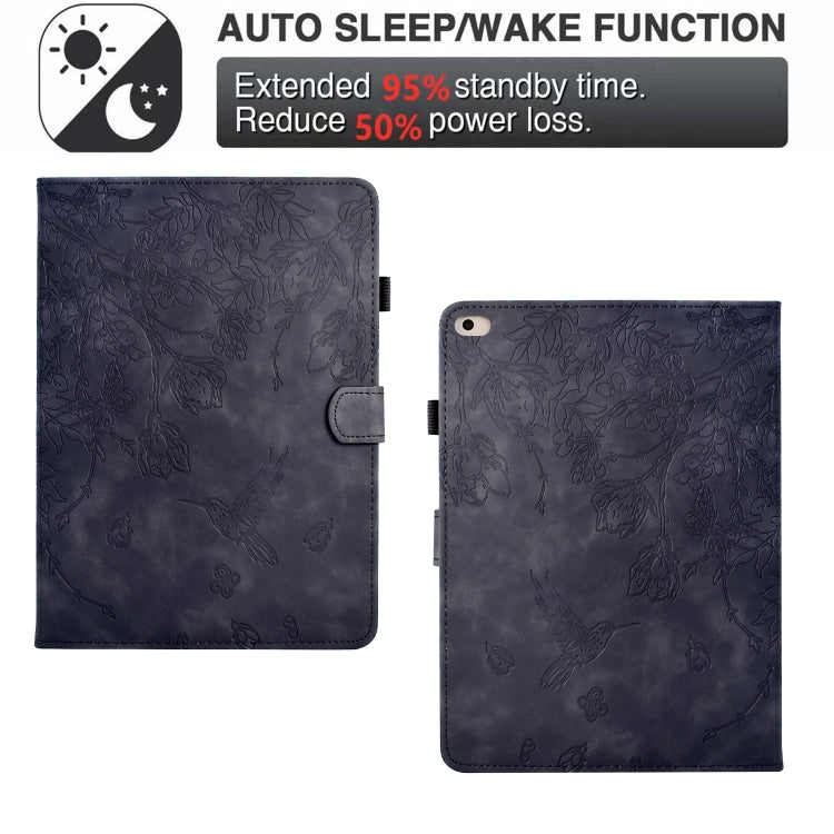 For iPad 9.7 2018 / 2017 Flowers and Bird Embossed Smart Leather Tablet Case(Black) - iPad 9.7 (2018) & (2017) Cases by buy2fix | Online Shopping UK | buy2fix
