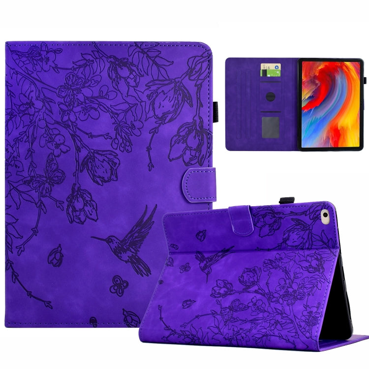 For iPad 9.7 2018 / 2017 Flowers and Bird Embossed Smart Leather Tablet Case(Purple) - iPad 9.7 (2018) & (2017) Cases by buy2fix | Online Shopping UK | buy2fix